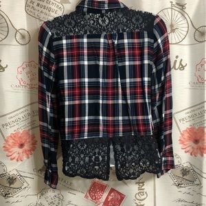 Plaid With Lace Girls XL 16